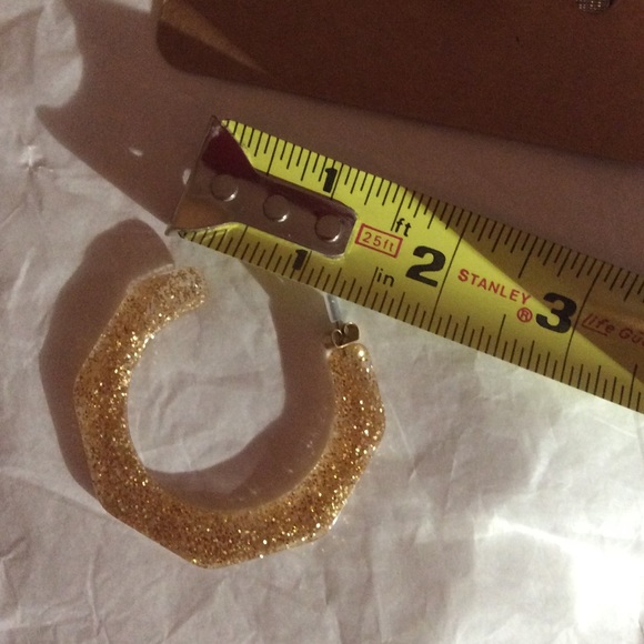 JCREW Resin Hoop Earrings NWT Gold - Picture 5 of 6